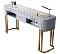 TT-YEC Escritorio De Manicura Para Manicuristas Con Tapa De Pizarra Y Cajones, Estación De Trabajo Para Suministros De Uñas De Salón De Belleza, Mesa De Salón De Uñas, Gris,L140cm