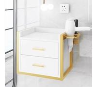 TT-YEC Estación De Belleza Con Almacenamiento Para Estilistas, Estación De Peluquería De Pared Con 2 Cajones Y Orificio Para Secador De Pelo, Mesa De Barbería Abierta,Al40×w30×h36cm