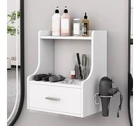 TT-YEC Estación De Peluquería De Madera, Organizador De Herramientas Para El Cabello De Pared Con Cajón Y Soporte Para Secador De Pelo, Organizador De Herramientas De Peinado,E