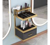 TT-YEC Estación De Salón Montada En La Pared, Armario De Almacenamiento Para Herramientas De Corte De Cabello Con Barril Y Cajón Para Secador De Cabello, Gabinete Para Peluquería,D