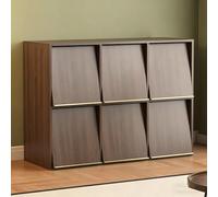 TT-YEC Estante Multifuncional para Discos De Vinilo, Armario De Madera para Libros Diversos, Organizador De CD De 4/6 Compartimentos, Almacenamiento Abatible,6 Squares a