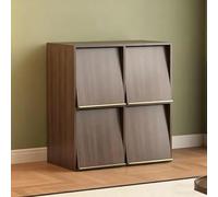 TT-YEC Estante Multifuncional para Discos De Vinilo, Armario De Madera para Libros Diversos, Organizador De CD De 4/6 Compartimentos, Almacenamiento Abatible,4 Squares a