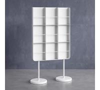 TT-YEC Estante para Discos De Vinilo De Acero Laminado En Frío De Alta Resistencia, Base De Mármol, Estantería Alta para Libros/Revistas, 3 Estantes, 9 Compartimentos, Blanco Y Negro,Blanca