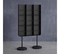 TT-YEC Estante para Discos De Vinilo De Acero Laminado En Frío De Alta Resistencia, Base De Mármol, Estantería Alta para Libros/Revistas, 3 Estantes, 9 Compartimentos, Blanco Y Negro,Negro