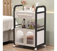 TT-YEC Estante Para Guardar Herramientas De Peluquería, Carrito De Belleza Móvil Con Ruedas, Armario Multifuncional Con Cajones Y Puertas De Cristal.,A