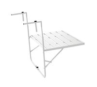 TT-YEC Mesa Auxiliar Plegable para Exteriores para El Hogar, Soporte para Maceta con Barandilla Colgante De Hierro, Mesa Auxiliar Montada En La Pared, Altura Ajustable En 3 Niveles,Blanca