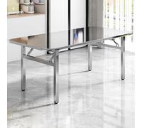 TT-YEC Mesa De Comedor Plegable De Acero Inoxidable para Exteriores, Mesa De Preparación para Barbacoa, Mesa De Trabajo De Cocina Resistente con Patas Ajustables,Bl120×w70×h72cm