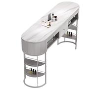 TT-YEC Mesa De Manicura Para Manicuristas, Mesa De Manicura Independiente Con Estructura De Metal, Tocador Y Tocador Con Almacenamiento Doble Y Cajones, Tapa De Pizarra,L140cm