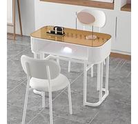 TT-YEC Mesa De Manicura Portátil Con Estante De Almacenamiento, Mesa De Manicura De Vidrio Templado, Banco De Trabajo De Manicura Y Belleza De Doble Capa, Mesa De Manicurista, Blanco,Bl80cm