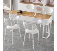 TT-YEC Mesa De Manicura Portátil Con Estante De Almacenamiento, Mesa De Manicura De Vidrio Templado, Banco De Trabajo De Manicura Y Belleza De Doble Capa, Mesa De Manicurista, Blanco,Bl160cm