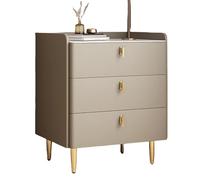 TT-YEC Mesa De Noche De Madera, Estante De Almacenamiento De La Mesita De Noche con Cajones, Mesa De Café Decorativa Moderna con Placa para Salpicaduras, Patas De Metal, Mesa Auxiliar,Khaki 50cm