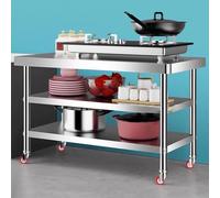 TT-YEC Mesa De Preparación De Alimentos Comercial con Ruedas, Encimera De Cocina De Acero Inoxidable con 4 Ruedas, Mesa De Preparación De Restaurante Móvil,Bl120×w50×h80cm