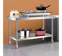 TT-YEC Mesa De Preparación De Alimentos Comercial con Ruedas, Encimera De Cocina De Acero Inoxidable con 4 Ruedas, Mesa De Preparación De Restaurante Móvil,Al90×w60×h80cm