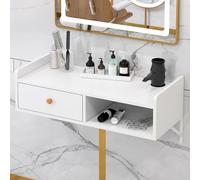 TT-YEC Mesa Flotante De Barbería Minimalista Moderna, Equipo De Salón De Belleza Con Cajones Y Mesa De Almacenamiento Abierta, Estación De Barbería Profesional,Al60×w30×h16cm