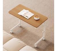TT-YEC Mesa Plegable De Madera Maciza En Forma De C Con Ruedas Omnidireccionales De 360°, Mesita De Noche Médica Ajustable, Mesa De Regazo Para Silla De Ruedas,A is 80cm long