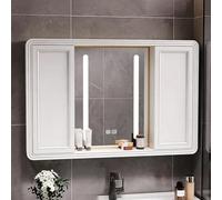 TT-YEC Mueble con Espejo para Baño De Aluminio De Alta Definición con Iluminación LED Inteligente Y Función Antivaho; Botiquín De Pared con Puertas Correderas,L120cm b