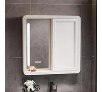 TT-YEC Mueble con Espejo para Baño De Aluminio De Alta Definición con Iluminación LED Inteligente Y Función Antivaho; Botiquín De Pared con Puertas Correderas,L60cm b