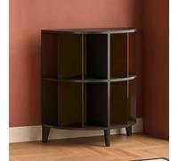 TT-YEC Mueble Semicircular para Guardar Discos De Vinilo, Soporte De Madera para Altavoz Y Tocadiscos, Diseño De Almacenamiento Abierto, Estante para CD De Pie,B