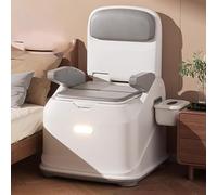 TT-YEC Silla De Baño Multifuncional Para Adultos, Asiento De Seguridad Para Ducha, Orinal Portátil Con Reposabrazos Giratorios Y Luz Con Sensor, Capacidad De Carga De 400 Kg.,Gris