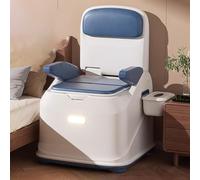 TT-YEC Silla De Baño Multifuncional Para Adultos, Asiento De Seguridad Para Ducha, Orinal Portátil Con Reposabrazos Giratorios Y Luz Con Sensor, Capacidad De Carga De 400 Kg.,Azul