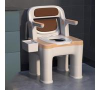 TT-YEC Silla De Ducha-Inodoro 3 En 1, Orinal Para Adultos Con Altura Ajustable, Inodoro Para Discapacitados Con Caja De Pañuelos, Capacidad De Carga 200 Kg,Naranja