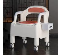 TT-YEC Silla Inodoro Portátil Y Móvil Para Interiores, Silla Inodoro De Cabecera, Altura Ajustable, Con 4 Ruedas, Capacidad De Carga 200 Kg, Asiento De Inodoro Para Ducha Resistente