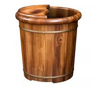 TT-YEC Solid Cedar -Pie De La Bañera De La Bañera, Bañera De Madera Con Masajeador Y Tapa, Bañera De Baño Carbonizada Vintage, Bañera De Remojo De Spa, Bañera De Remojo,H40cm