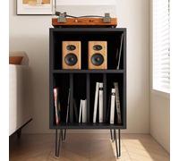 TT-YEC Soporte Abierto De Madera para Tocadiscos con Patas De Metal, Mueble/Mesa Retro para Guardar Discos De Vinilo, Organizador De Discos De 3 Niveles,B