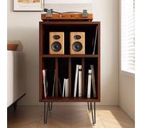 TT-YEC Soporte Abierto De Madera para Tocadiscos con Patas De Metal, Mueble/Mesa Retro para Guardar Discos De Vinilo, Organizador De Discos De 3 Niveles,C