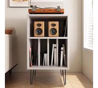 TT-YEC Soporte Abierto De Madera para Tocadiscos con Patas De Metal, Mueble/Mesa Retro para Guardar Discos De Vinilo, Organizador De Discos De 3 Niveles,A