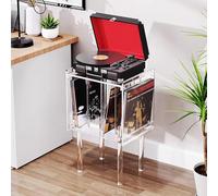 TT-YEC Soporte para Tocadiscos De Acrílico De Alta Transparencia, Estante Móvil para Guardar Discos De Vinilo, Mesita Auxiliar Pequeña De 2/3 Niveles, Mesita De Noche Moderna,A