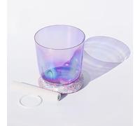 TT-YEL Cuenco Tibetano De Cristal De Colores Morados, Instrumento De Percusión Para Meditación De Yoga, Cuenco Musical Que Incluye Junta Tórica Y Palo Tibetano,6 inches