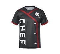 TTAO Abrigo de cocinero de manga corta para hombre, chaqueta de cocinero uniforme, servicio de comida, catering, color de contraste, impresión de camisa para hotel restaurante