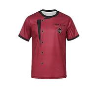 TTAO Abrigo de cocinero de manga corta para hombre, chaqueta de cocinero uniforme, servicio de comida, catering, color de contraste, impresión de camisa para hotel restaurante