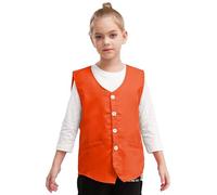 TTAO Chaleco de traje para niños, cuello en V, con botones, monocolor, festivo, esmoquin, para bodas, fiestas, carnaval, actividades de voluntariado, naranja, 146-152