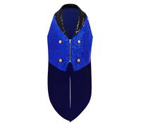 TTAO Chaleco para niños y niñas, con circo, para Halloween, sin mangas, cuello de solapa, cosplay, fiesta, festival, carnaval, concurso, traje azul real 146-152