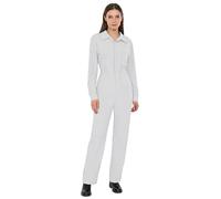TTAO Mono de trabajo para mujer de una pieza, traje de protección largo, elástico, con botones, para manualidades, uniforme de rally, para el tiempo libre, Blanco, L