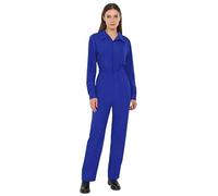 TTAO Mono de trabajo para mujer de una pieza, traje de protección largo, elástico, con botones, para manualidades, uniforme de rally, para el tiempo libre, azul, L