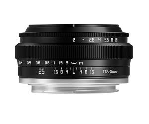 TTArtisan APS-C - Lente de Cuerpo metálico F2 de 25 mm Compatible con Montura Sony E, Color Negro