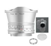 TTArtisan Objetivo ojo de pez F2 de 7,5 mm para Micro 4/3 (M43) - Plata, gran angular de 180°, apertura F2.0, Man