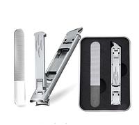 TTBDBFH Foldable Double-Ended Nail Clipper Tool,Flat and Oblique Double-Use Nail Clippers,Ultra Slim Nail Clippers,Stainless Steel Nail Trimmer with Box,Manicure Tools for Thick Nails