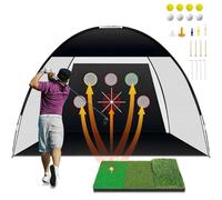 TTCB Sports Red de práctica de golf al aire libre, red de golpeo de golf de 10 x 7 pies para interiores con alfombrilla de triple césped para conducir en el patio, astillado, accesorios de simulador