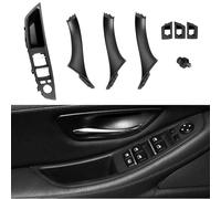 TTCR-II 7PCS Compatible con Manija Puerta BMW Series 5 F10/F11, Lado del Conductor, Interruptor de Ventana, Reposabrazos+Tirador de la Puerta del Copiloto+Cubierta del Interruptor de Ventana-Negro