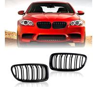 TTCR-II Frontales Radiador Grill Grille Gloss Black Front Kidney Parrillas Rejillas Compatible with 5 Series F10 F18 2010-2017 5M Negro Double Slats Style 2 Pcs Car Accesorios ABS Material