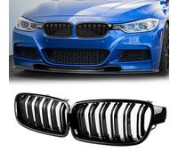 TTCR-II Riñones Negro Brillante Compatible con BMW Serie 3 F30 F31 F35 Rejilla Dobles Parrilla 2011-2019, 2 Unidades Doble Listones Negro F30 Accesorios