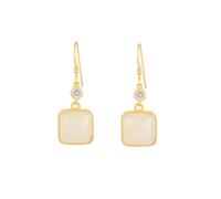 TTDGYYXW Retro Geometric Ear Hooks Female Ancient Method Craft Inlaid Nephrite White Jade Pendant Square Earrings Ethnic Style Classical Earrings,