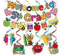 TTDQ Welcome To 5th Grade Banner First Day of 5th Grade Decorations Welcome Back to 5th Grade Banner with Hanging Decorations Back to School