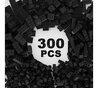 TTEHGB TOY 300 Pcs Classic Building Bricks,Black Bulk Bricks,Compatible with Lego Parts and Pieces,Creative Building Block Toys for Boys Girls Ages 3 4 5 6 7 8 9 10 Year Old(Black 300 Pcs),M0653-25