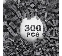 TTEHGB TOY 300 Pcs Classic Building Bricks,Dark Grey Bulk Bricks,Compatible with Lego Parts and Pieces,Creative Building Block Toys for Boys Girls Ages 3 - 10 Year Old(Dark Grey 300 Pcs),M0653-25