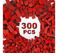 TTEHGB TOY 300 Pcs Classic Building Bricks, Red Bulk Bricks, Compatible with Lego Parts and Pieces, Creative Building Block Toys for Boys Girls Ages 3 4 5 6 7 8 9 10 Year Old(Red 300 Pcs),M0653-25